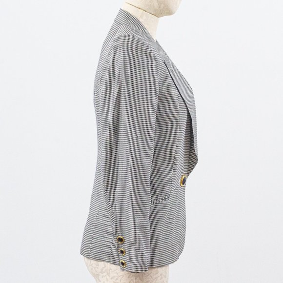 Vintage 90s 6 Silk Houndstooth Blazer - Picture 7 of 10